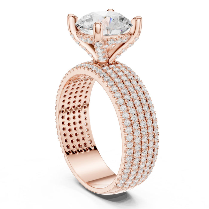 Round Lab Grown Diamond Pave Engagement Ring yellow gold video