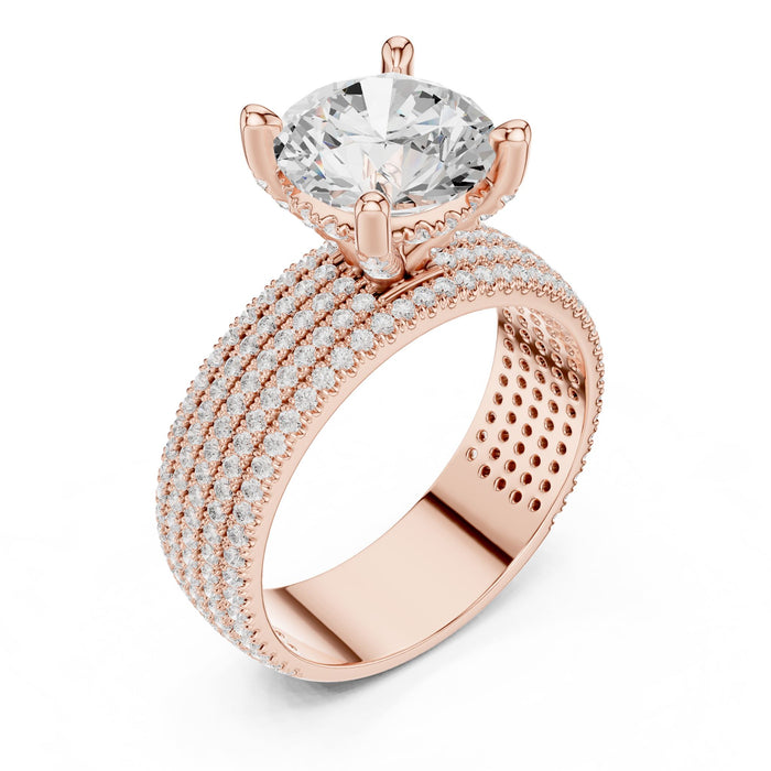 Round Lab Grown Diamond Pave Engagement Ring rose gold video