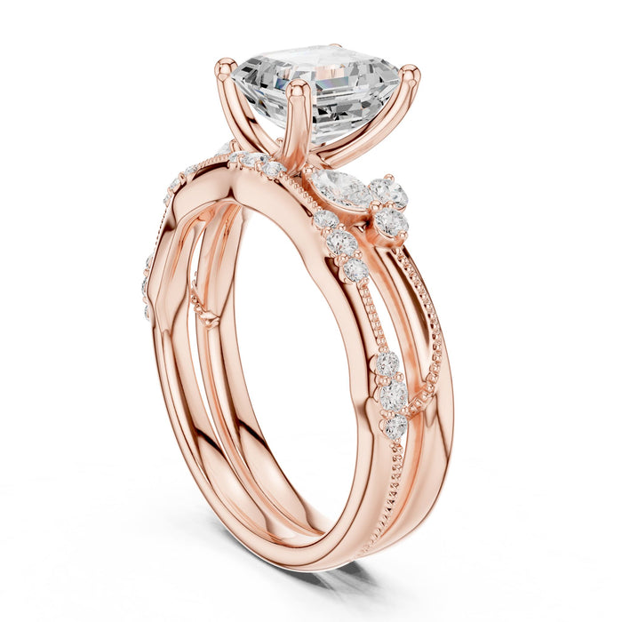 Princess Lab Grown Diamond Side-Stone Engagement Ring yellow gold video