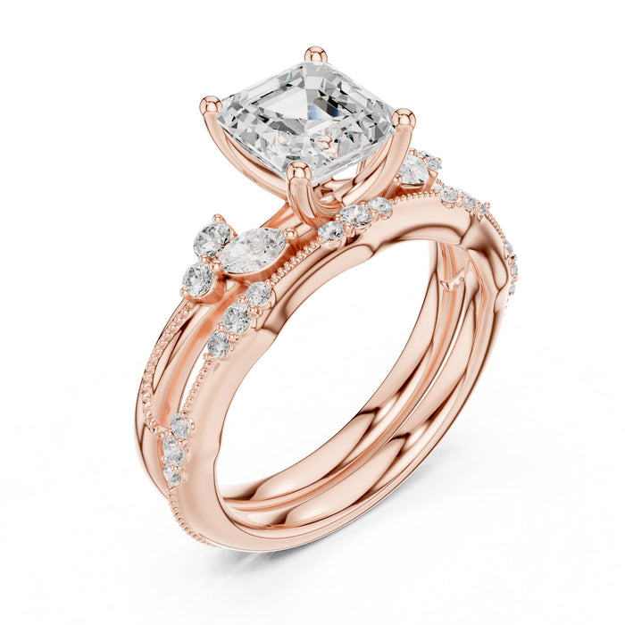 Princess Lab Grown Diamond Side-Stone Engagement Ring rose gold video