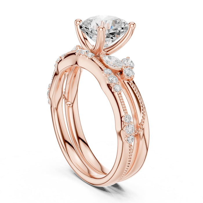 Cushion Lab Grown Diamond Side-Stone Engagement Ring yellow gold video