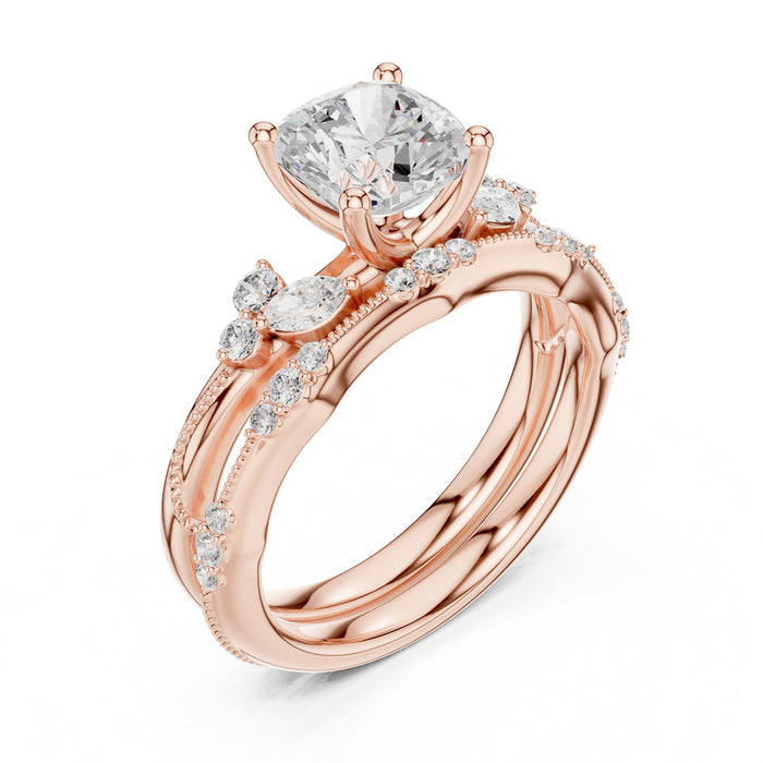 Cushion Lab Grown Diamond Side-Stone Engagement Ring rose gold video