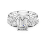 Emerald Lab Grown Diamond Side-Stone Engagement Ring