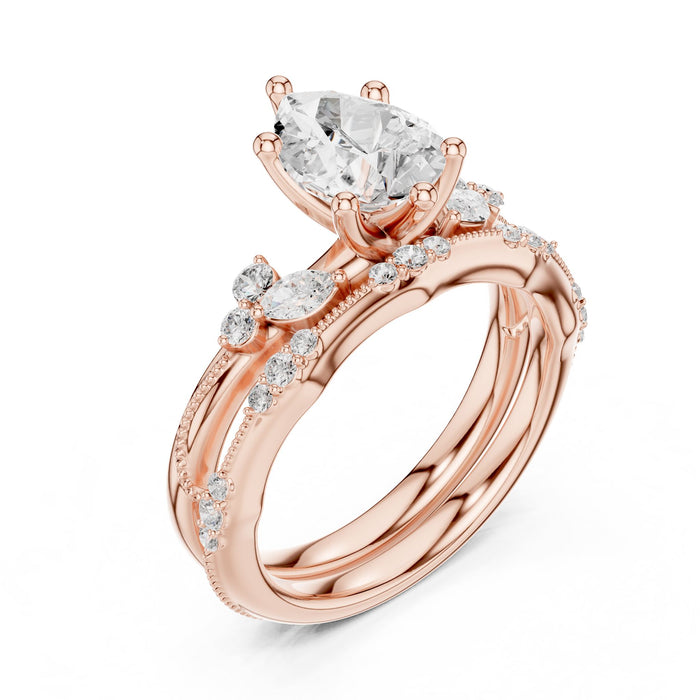Pear Lab Grown Diamond Split-Shank Engagement Ring rose gold video