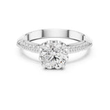 Round Lab Grown Diamond Side-Stone Engagement Ring