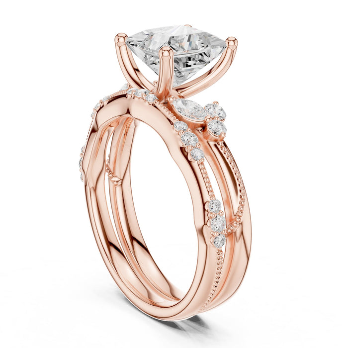 Princess Lab Grown Diamond Split-Shank Engagement Ring yellow gold video