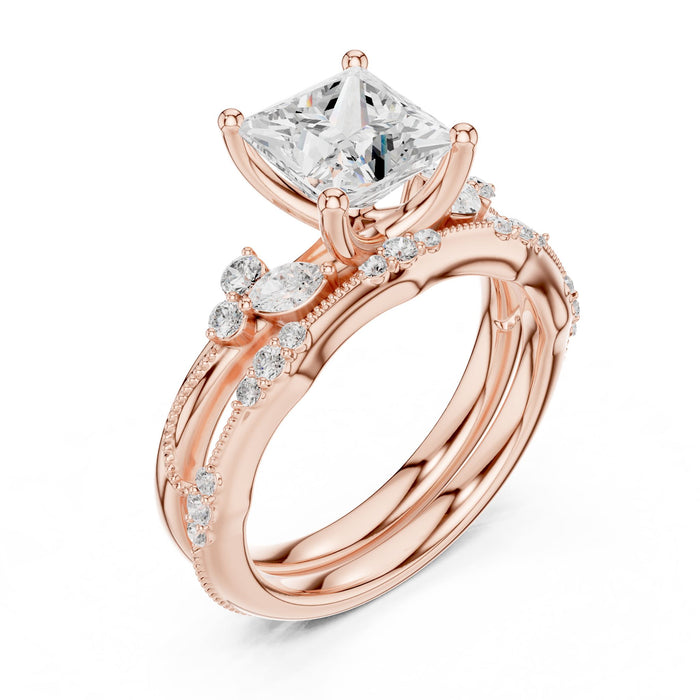 Princess Lab Grown Diamond Split-Shank Engagement Ring rose gold video