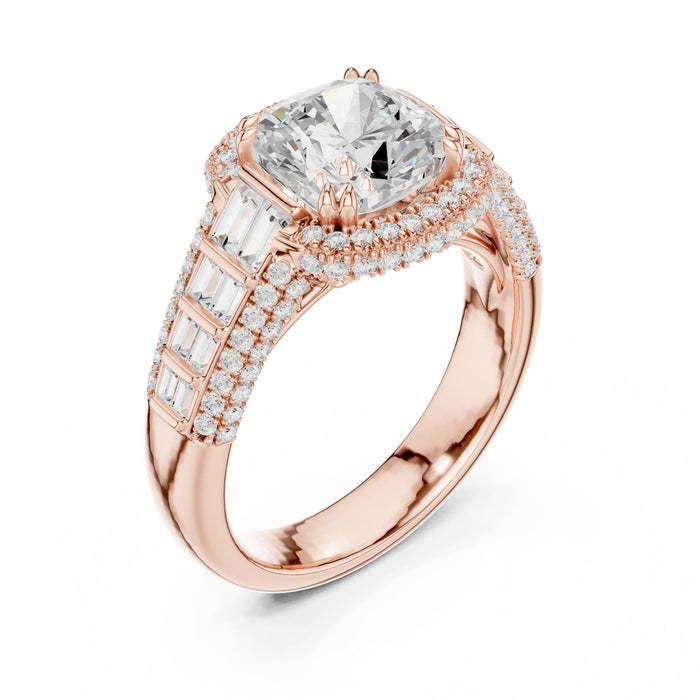 Cushion Lab Grown Diamond Halo Engagement Ring rose gold video