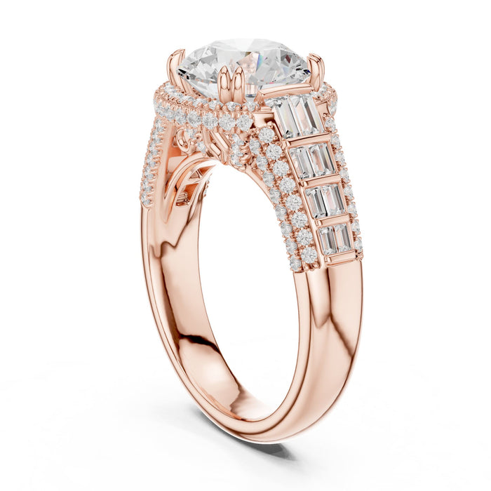 Round Lab Grown Diamond Halo Engagement Ring yellow gold video