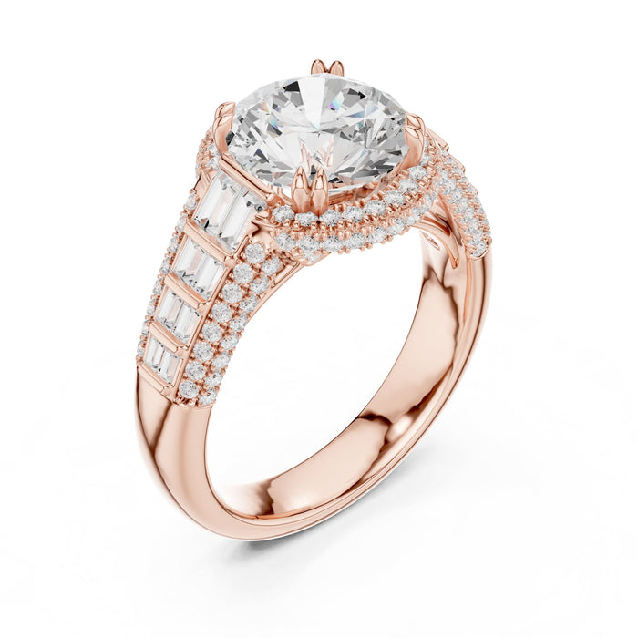 Round Lab Grown Diamond Halo Engagement Ring rose gold video