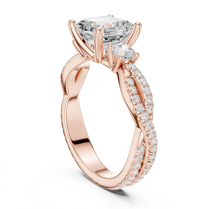 Princess Lab Grown Diamond Three-Stone Engagement Ring yellow gold video