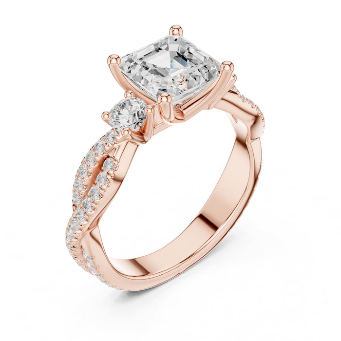 Princess Lab Grown Diamond Three-Stone Engagement Ring rose gold video