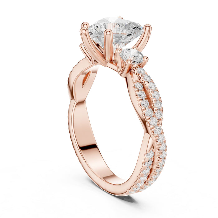 Heart Lab Grown Diamond Three-Stone Engagement Ring yellow gold video