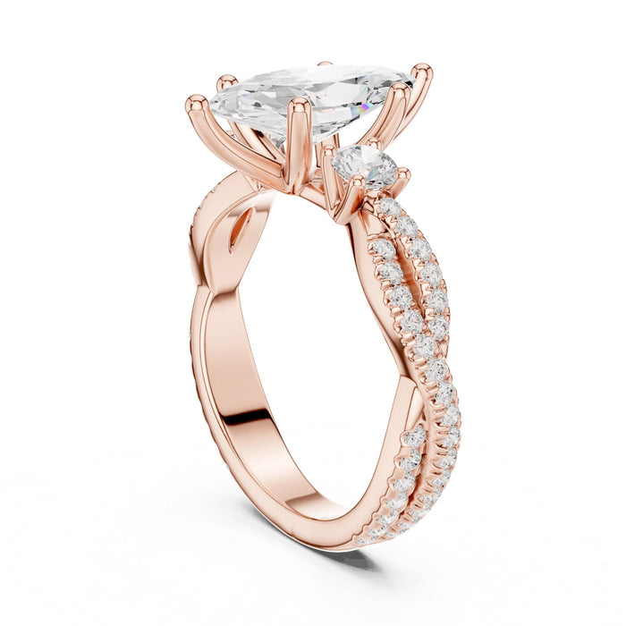 Marquise Lab Grown Diamond Twisted Engagement Ring yellow gold video
