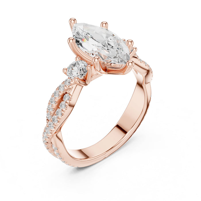 Marquise Lab Grown Diamond Twisted Engagement Ring rose gold video
