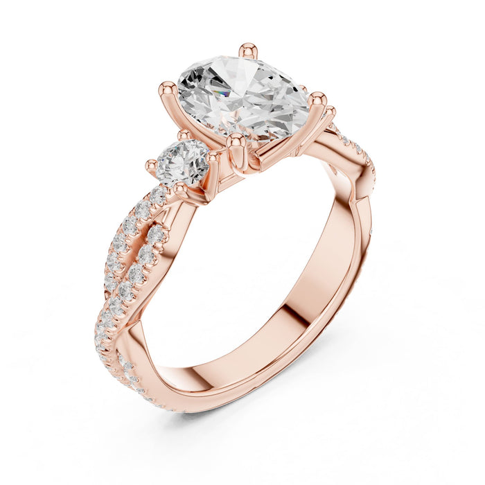 Oval Lab Grown Diamond Twisted Engagement Ring rose gold video