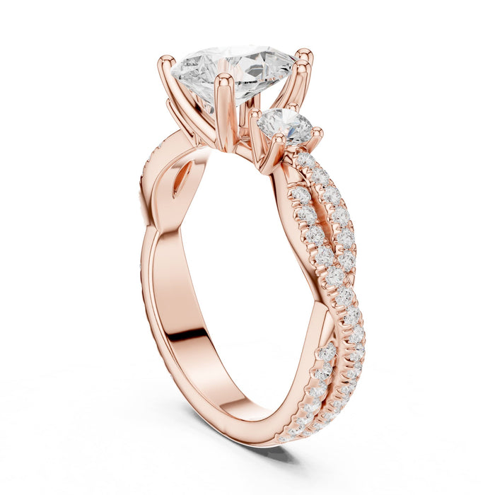 Pear Lab Grown Diamond Three-Stone Engagement Ring yellow gold video