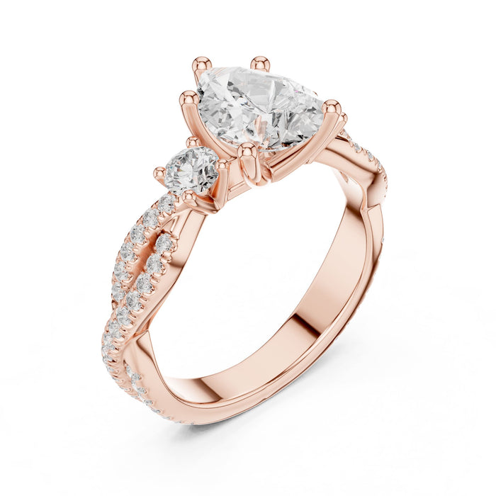 Pear Lab Grown Diamond Three-Stone Engagement Ring rose gold video
