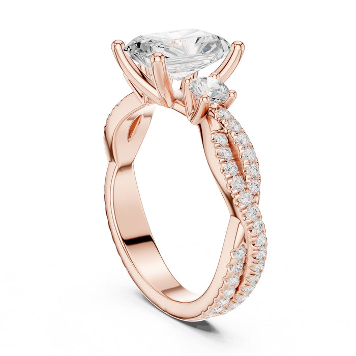Radiant Lab Grown Diamond Three-Stone Engagement Ring yellow gold video