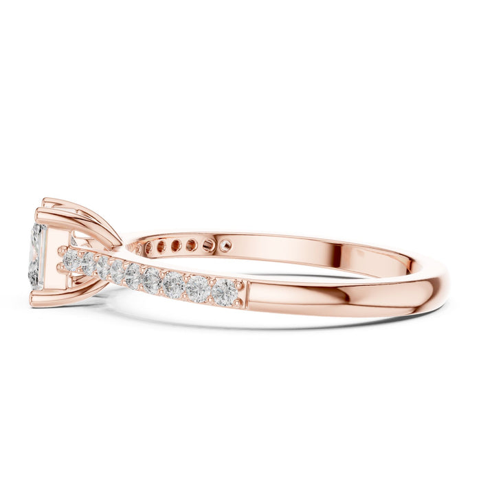 Princess Lab Grown Diamond Side-Stone Engagement Ring rose gold video