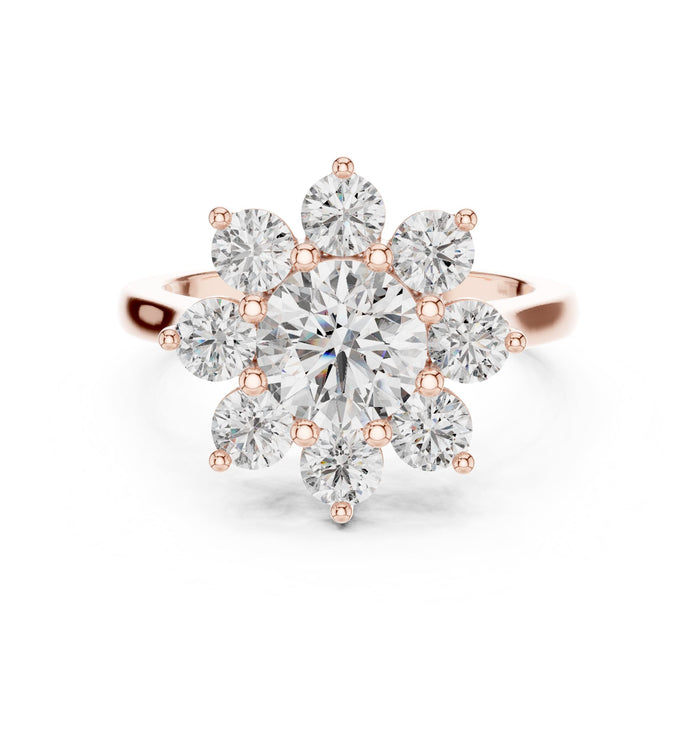 Round Lab Grown Diamond Halo Engagement Ring rose gold video