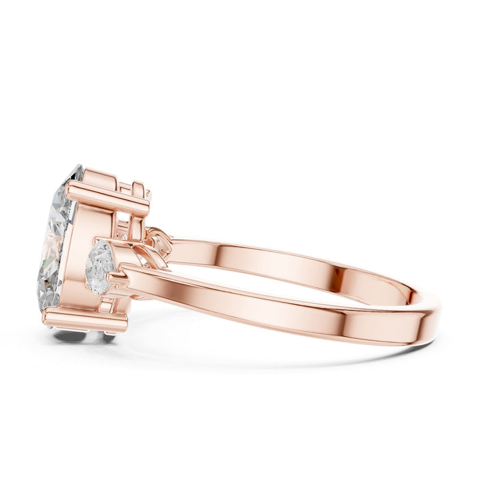 Oval Lab Grown Diamond Three-Stone Engagement Ring rose gold video