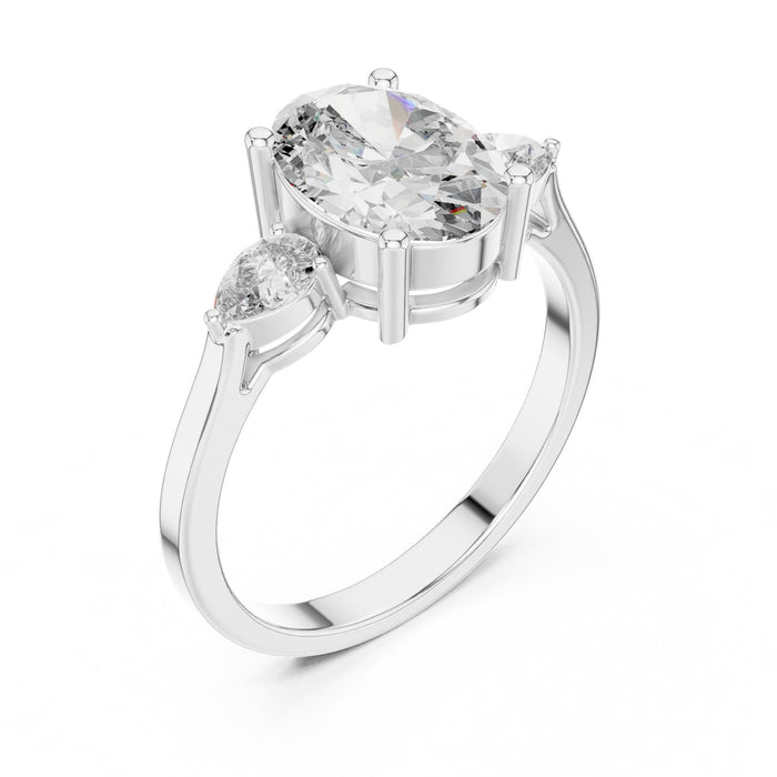 Oval Lab Grown Diamond Three-Stone Engagement Ring yellow gold video