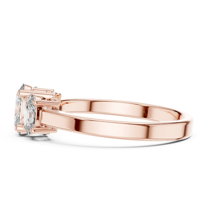 Oval Lab Grown Diamond Three-Stone Engagement Ring yellow gold video