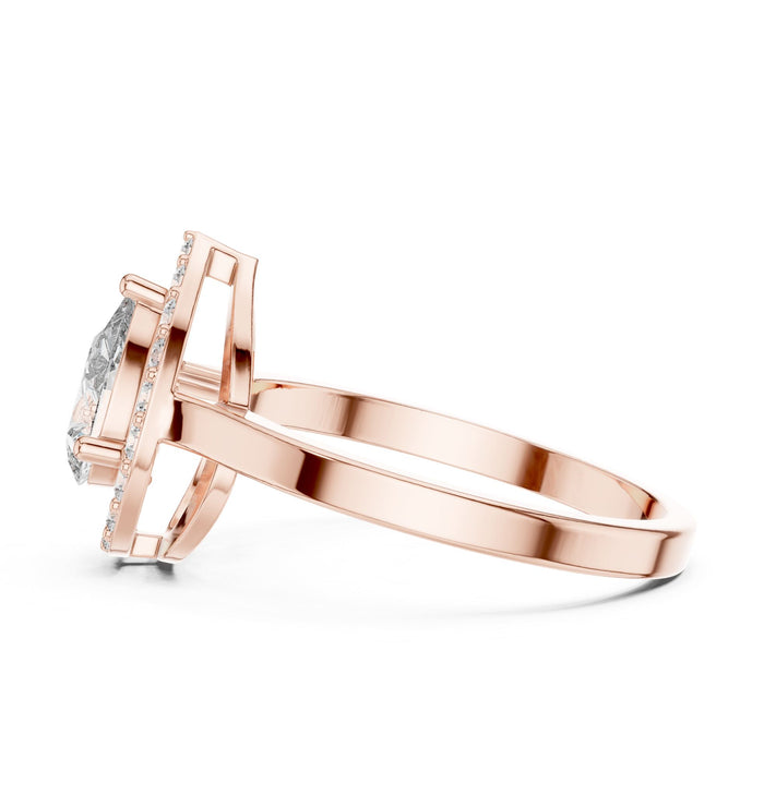 Pear Lab Grown Diamond Halo Engagement Ring yellow gold video