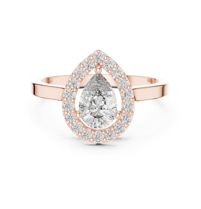 Pear Lab Grown Diamond Halo Engagement Ring rose gold video