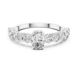 Oval Lab Grown Diamond Side-Stone Engagement Ring