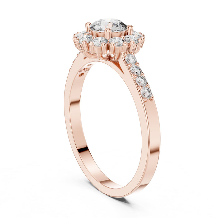 Round Lab Grown Diamond Halo Engagement Ring rose gold video
