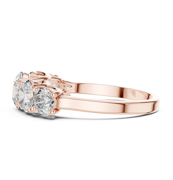 Round Lab Grown Diamond Three-Stone Engagement Ring yellow gold video