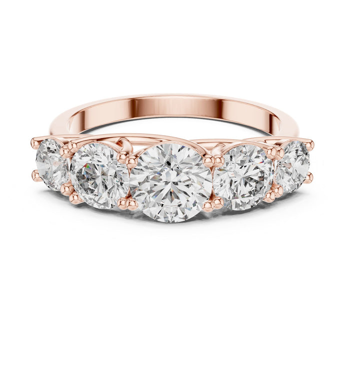 Round Lab Grown Diamond Three-Stone Engagement Ring rose gold video