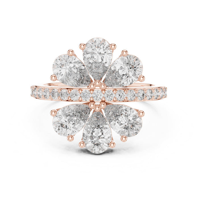Pear Lab Grown Diamond Cluster Engagement Ring rose gold video