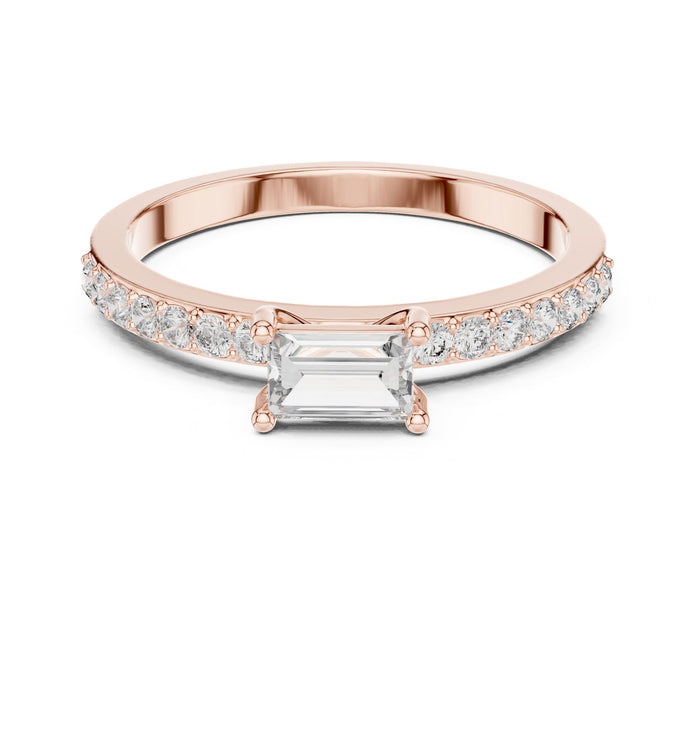 Emerald Lab Grown Diamond Pave Engagement Ring rose gold video