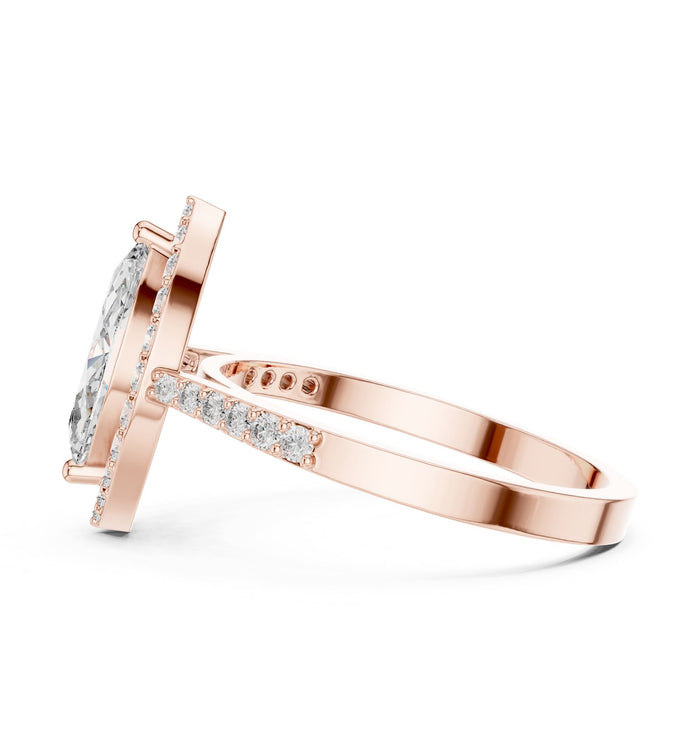 Marquise Lab Grown Diamond Halo Engagement Ring yellow gold video