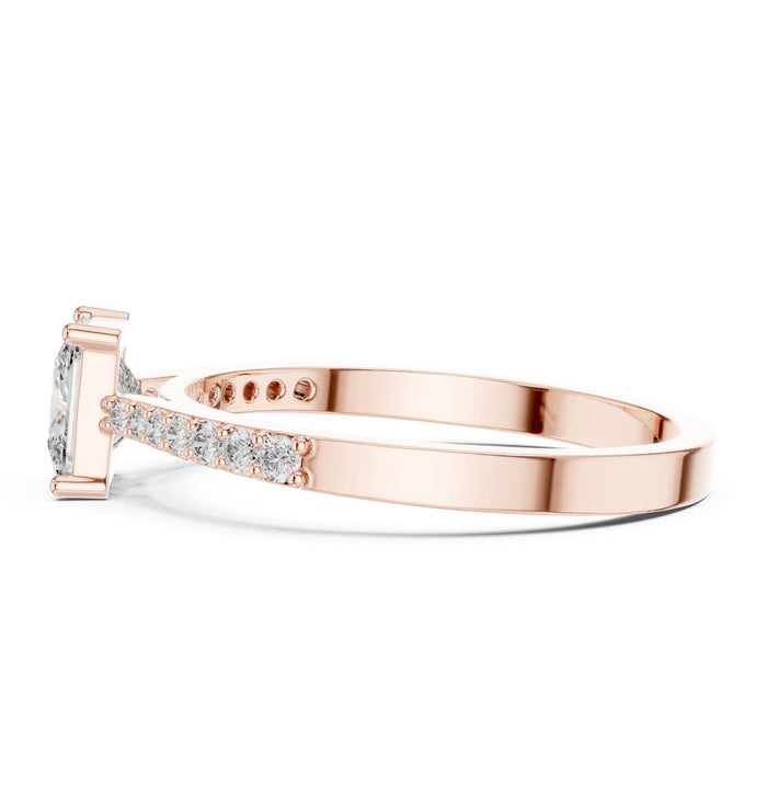 Princess Lab Grown Diamond Pave Engagement Ring yellow gold video