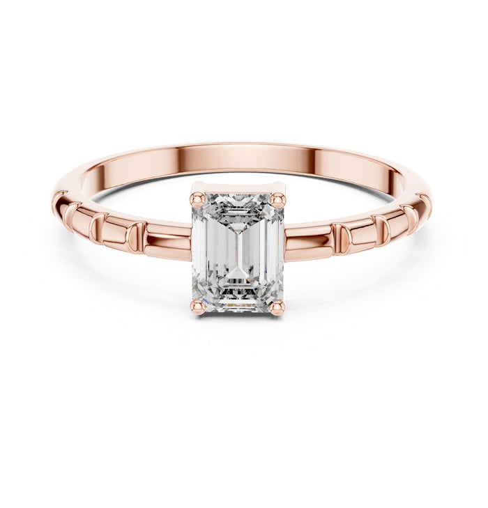 Emerald Lab Grown Diamond Solitaire Engagement Ring rose gold video