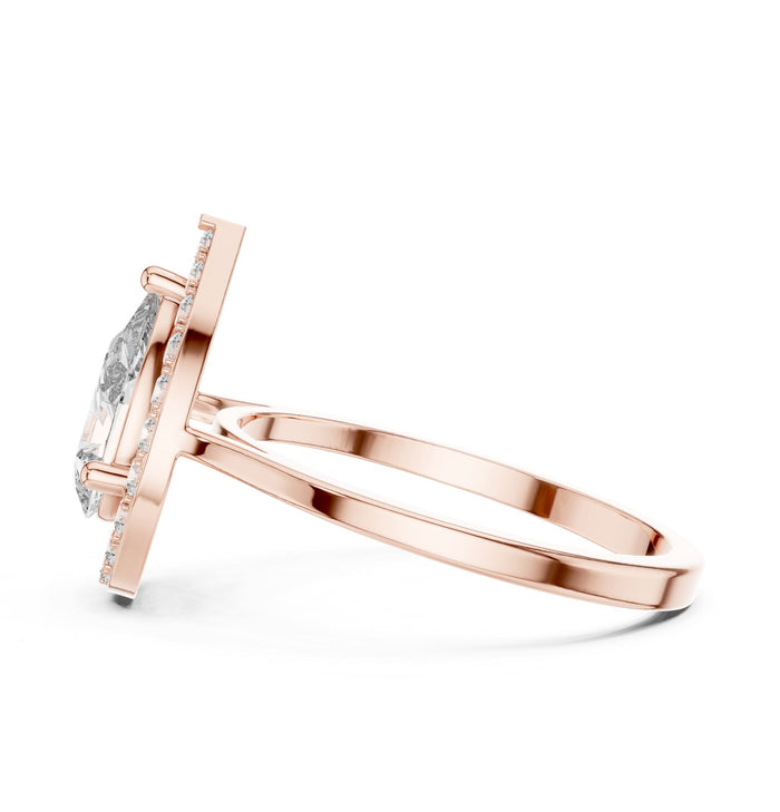 Pear Lab Grown Diamond Halo Engagement Ring yellow gold video
