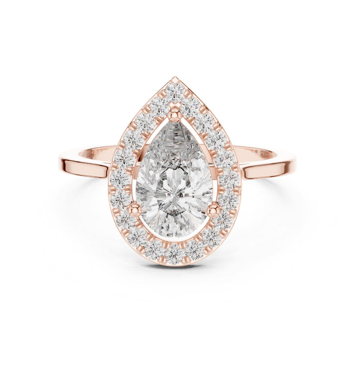 Pear Lab Grown Diamond Halo Engagement Ring rose gold video