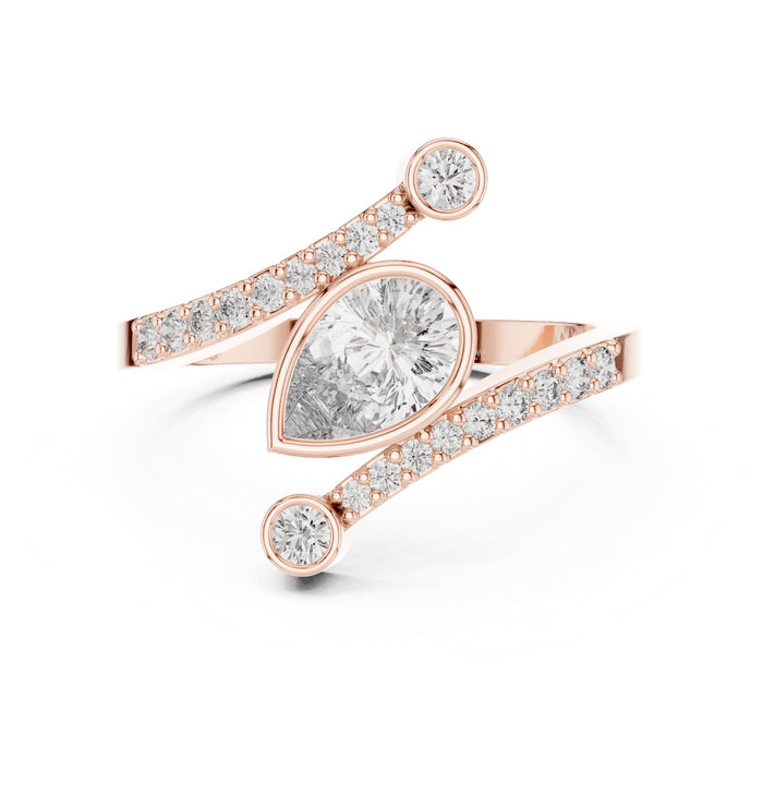 Pear Lab Grown Diamond Bezel Engagement Ring rose gold video