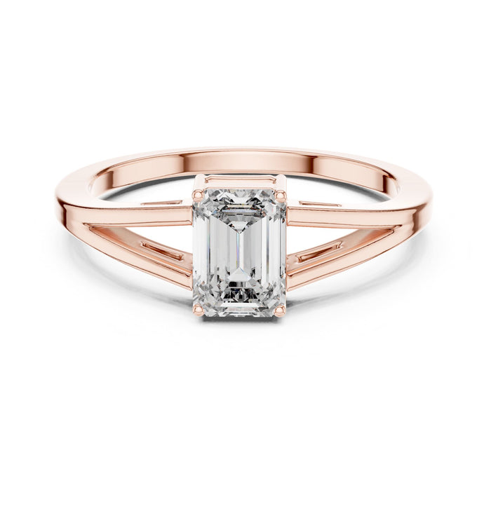Emerald Lab Grown Diamond Split-Shank Engagement Ring rose gold video