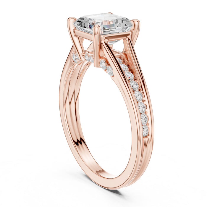 Princess Lab Grown Diamond Split-Shank Engagement Ring yellow gold video