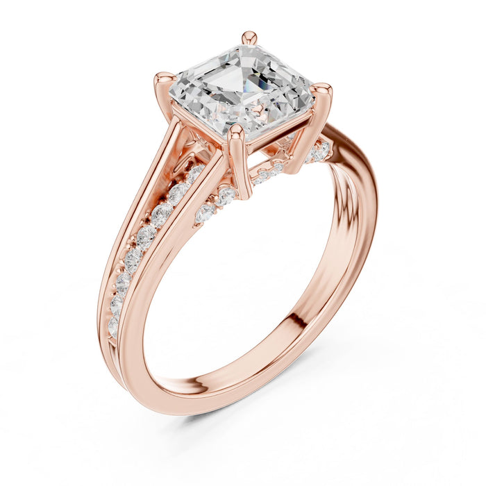 Princess Lab Grown Diamond Split-Shank Engagement Ring rose gold video
