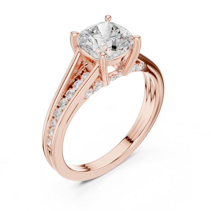 Cushion Lab Grown Diamond Split-Shank Engagement Ring rose gold video