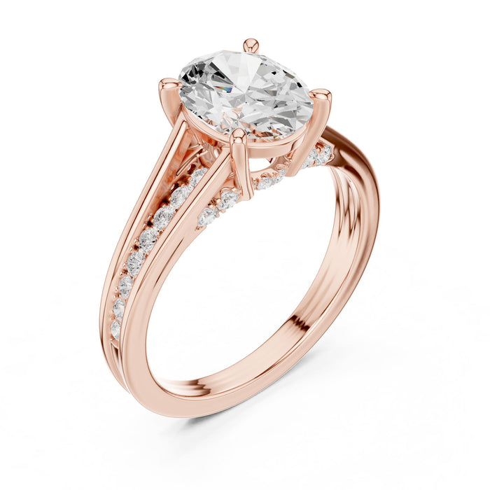 Oval Lab Grown Diamond Split-Shank Engagement Ring rose gold video