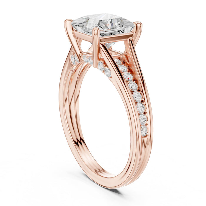 Princess Lab Grown Diamond Side-Stone Engagement Ring yellow gold video