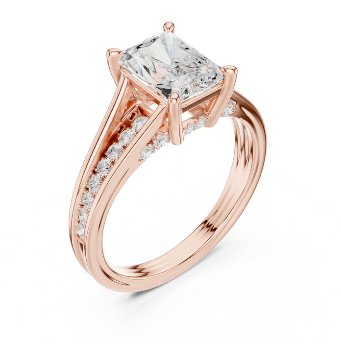 Radiant Lab Grown Diamond Split-Shank Engagement Ring rose gold video