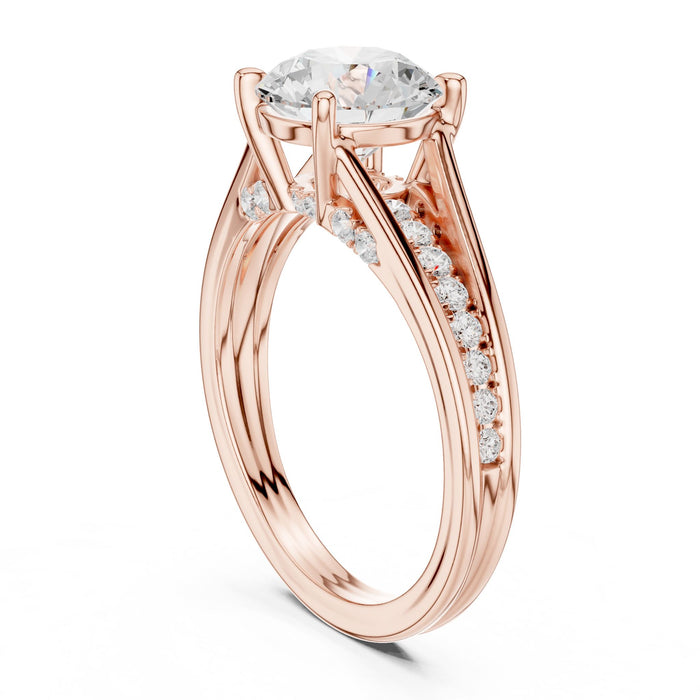 Round Lab Grown Diamond Split-Shank Engagement Ring yellow gold video